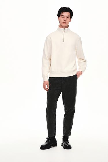 Zara 燈芯絨錐形長褲 - 深灰色