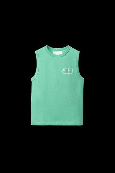 ÄRMELLOSES T-SHIRT MIT LOGO - Grün von Zara - Bild 0