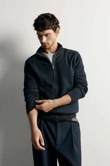 ZIP CARDIGAN — Dark navy 2