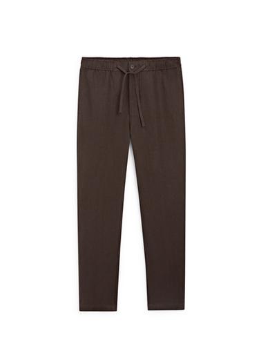 Zara Linen jogger fit trousers - Brown