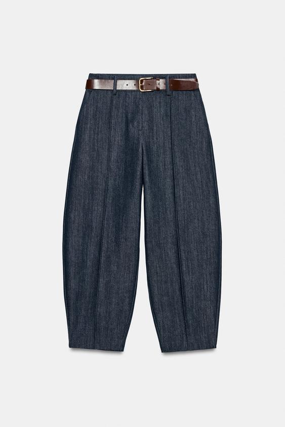 PANTALON BALLON AVEC CEINTURE - Indigo de Zara - Image 6
