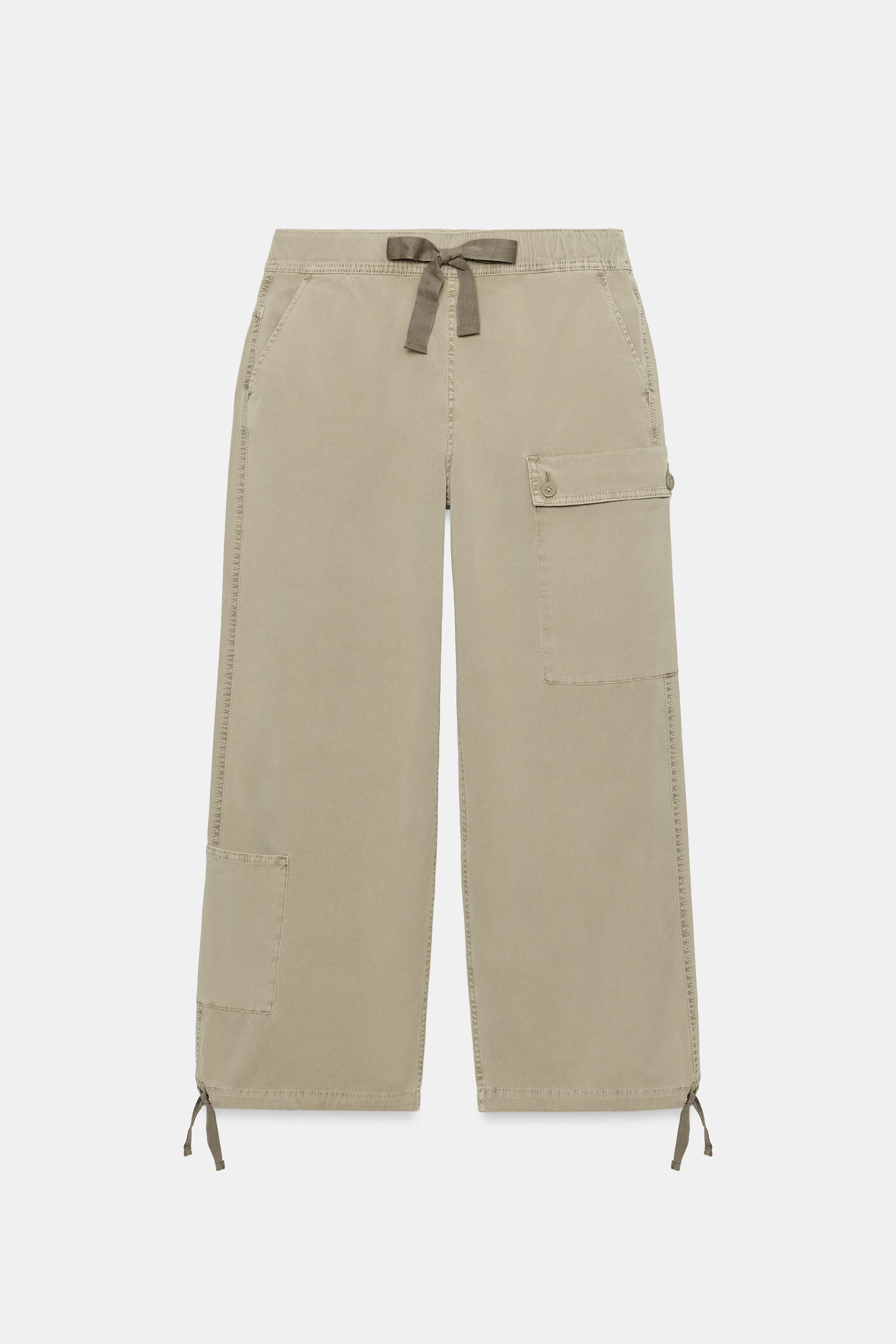 ドローストリングカーゴパンツ - ライトカーキ | ZARA Japan / 日本