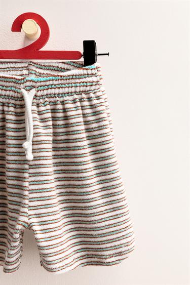 ZARA TIMELESS - SHORT EFFET ÉPONGE À RAYURES - Bleu / Blanc de Zara - Image 2