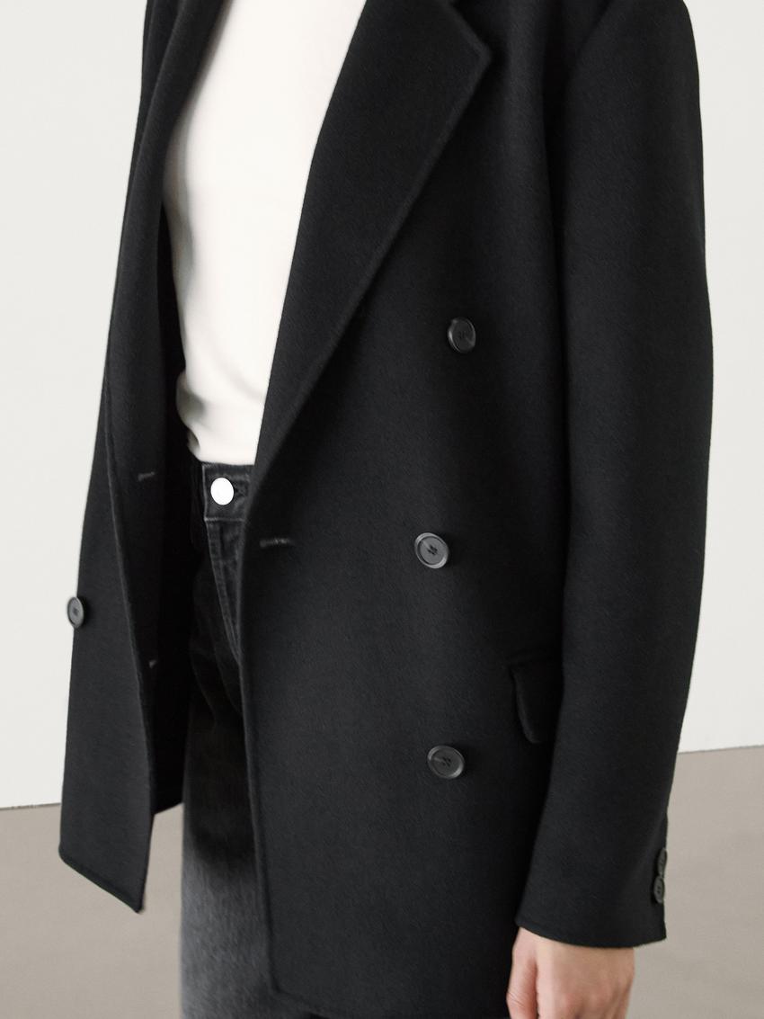 Double-breasted wool blend blazer - Black | ZARA United States