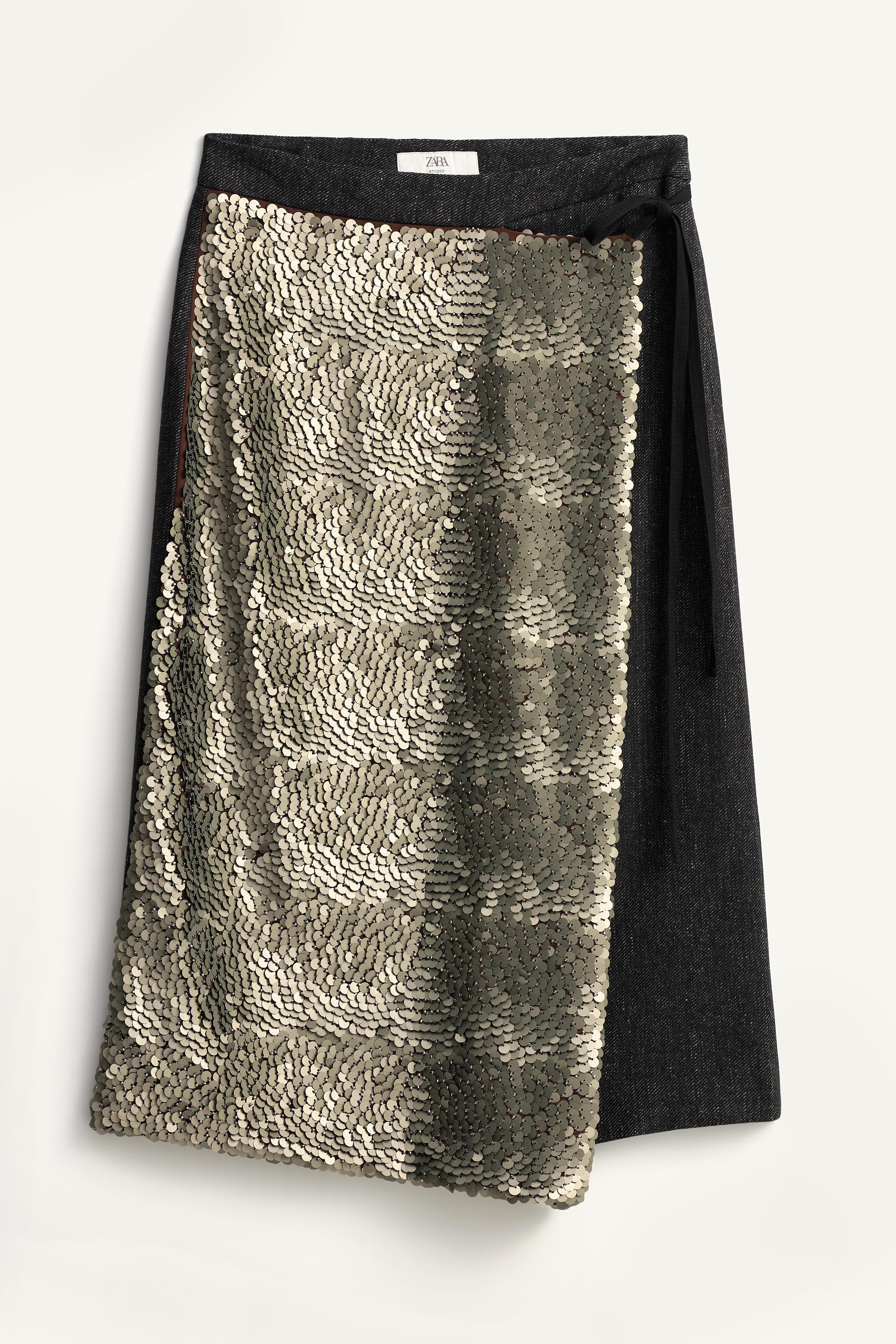 Limited Edition Combined Sequin Wrap Skirt by Zara
