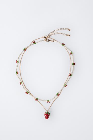 PACK OF TWO NECKLACES WITH FRUIT BEADS - Red by Zara - Image 3