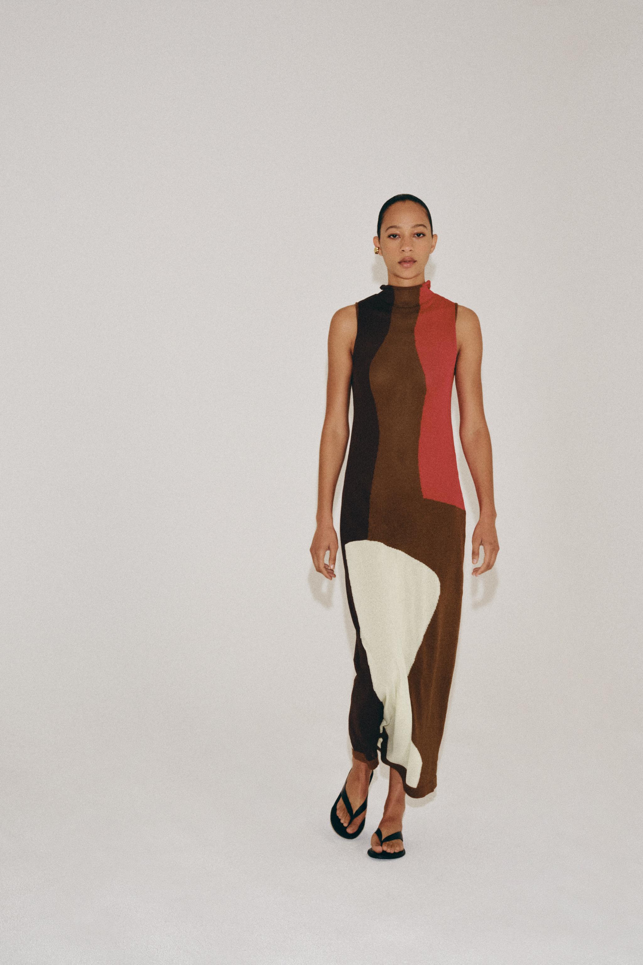 Zara COLOR BLOCK KNIT DRESS