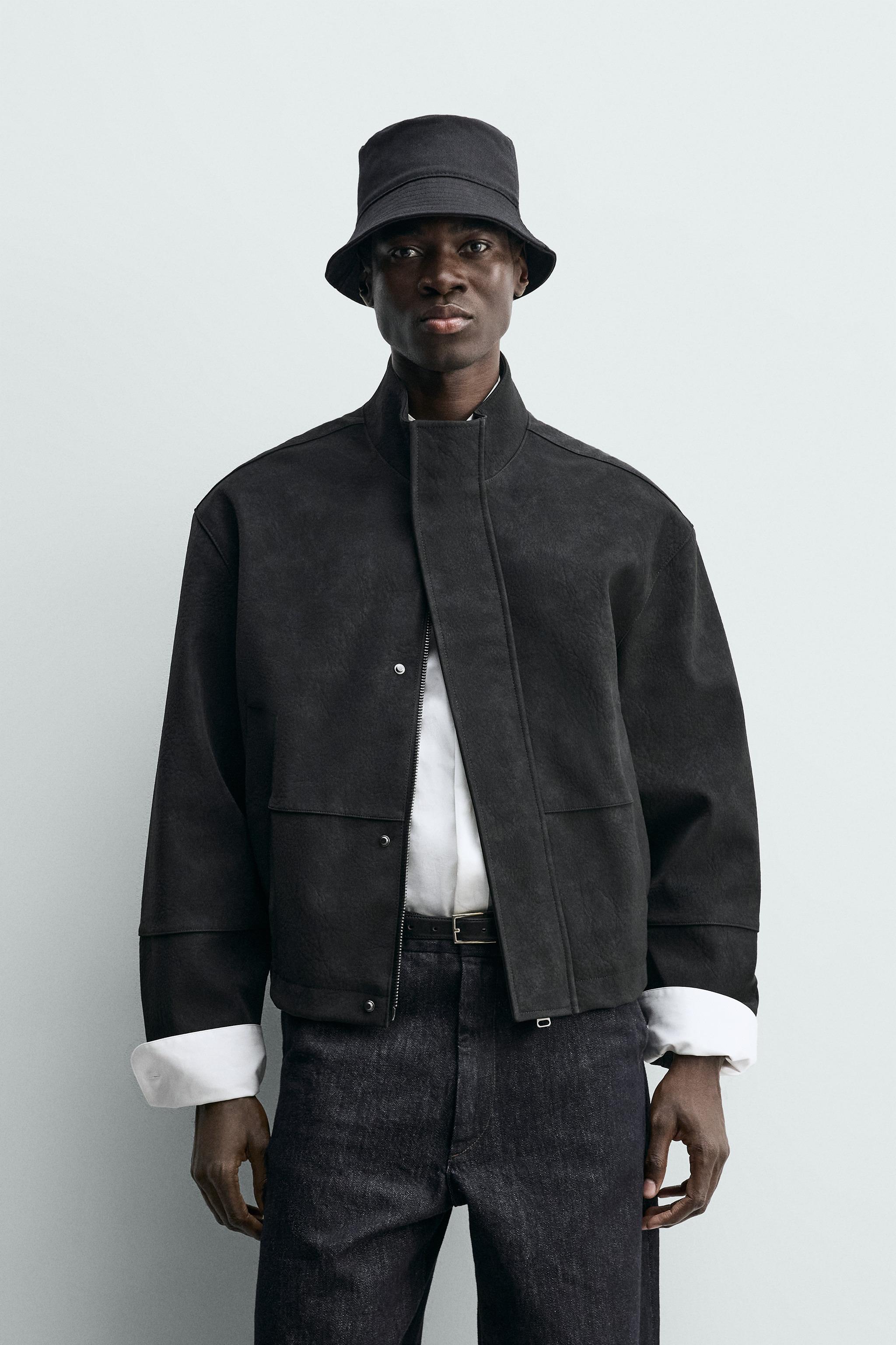 BLOUSON EN MATIÈRE SYNTHÉTIQUE TEXTURÉ