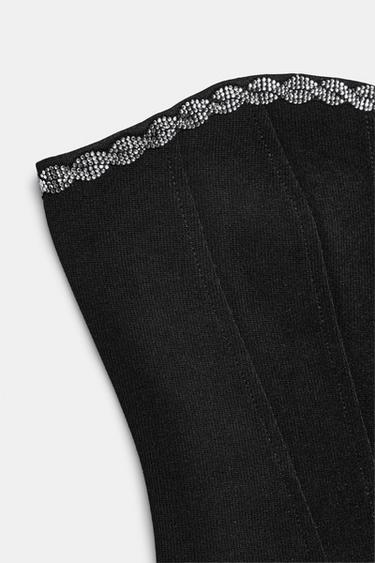 TOP CORSET STRETCH PAILLETÉ - Noir de Zara - Image 5