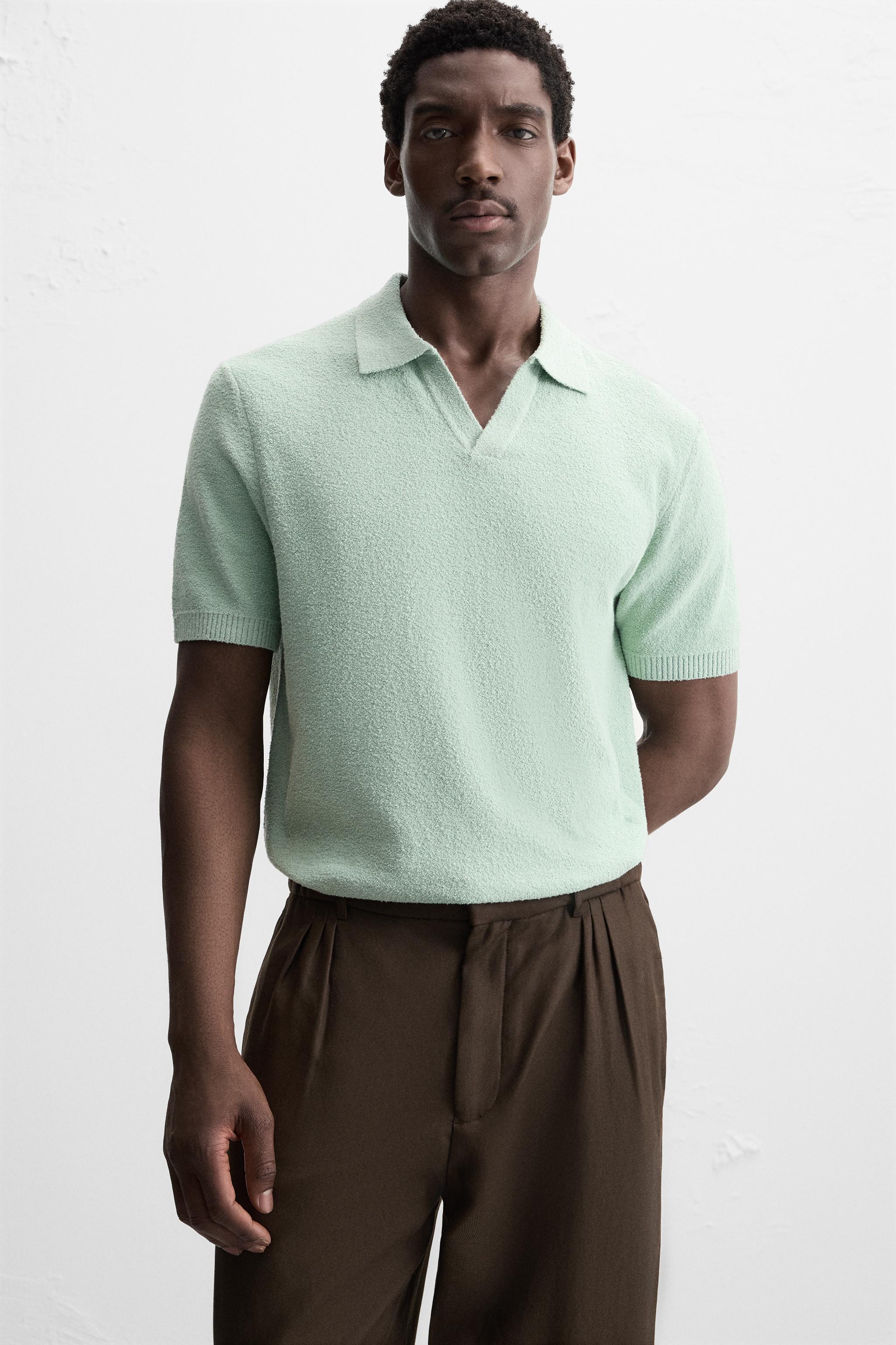 その他 Jim Polo - The Interrelate E.P OPEN KNIT POLO SHIRT - Charcoal | ZARA Canada