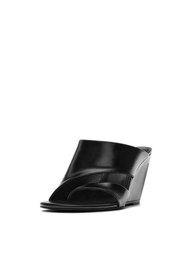 Sandalia cuña piel - Negro de Zara - Imagen 0