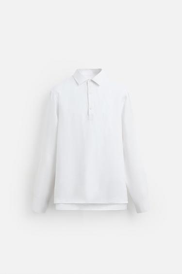 Zaras POLOSKJORTA 100% LINNE - Vit