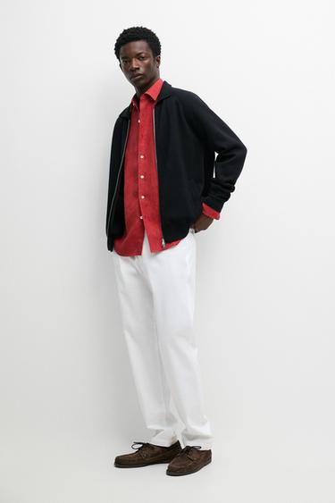 Zara Cotton blend zip-up knit cardigan - Navy blue - Image 0