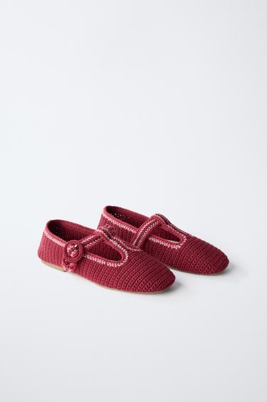 CROCHET T-BAR BALLERINA - Red by Zara - Image 1