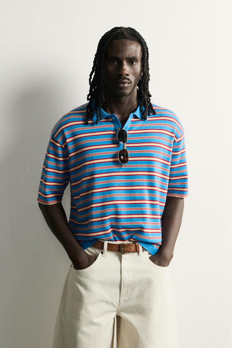 Polo punto jacquard rayas