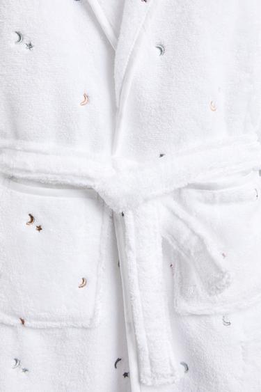 CHILDREN'S MOON AND STAR BATHROBE - Oyster-white by Zara - Image 3