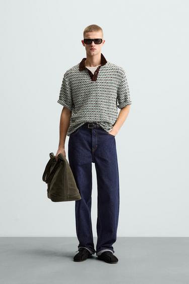 JACQUARD KNIT POLO SHIRT - Green by Zara - Image 0