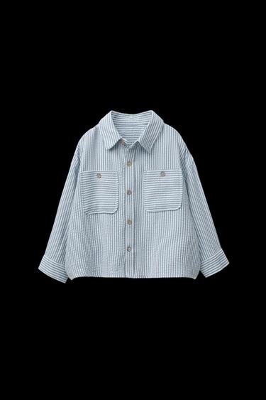Zara TEXTURED STRIPED SHIRT - Striped - Image 0