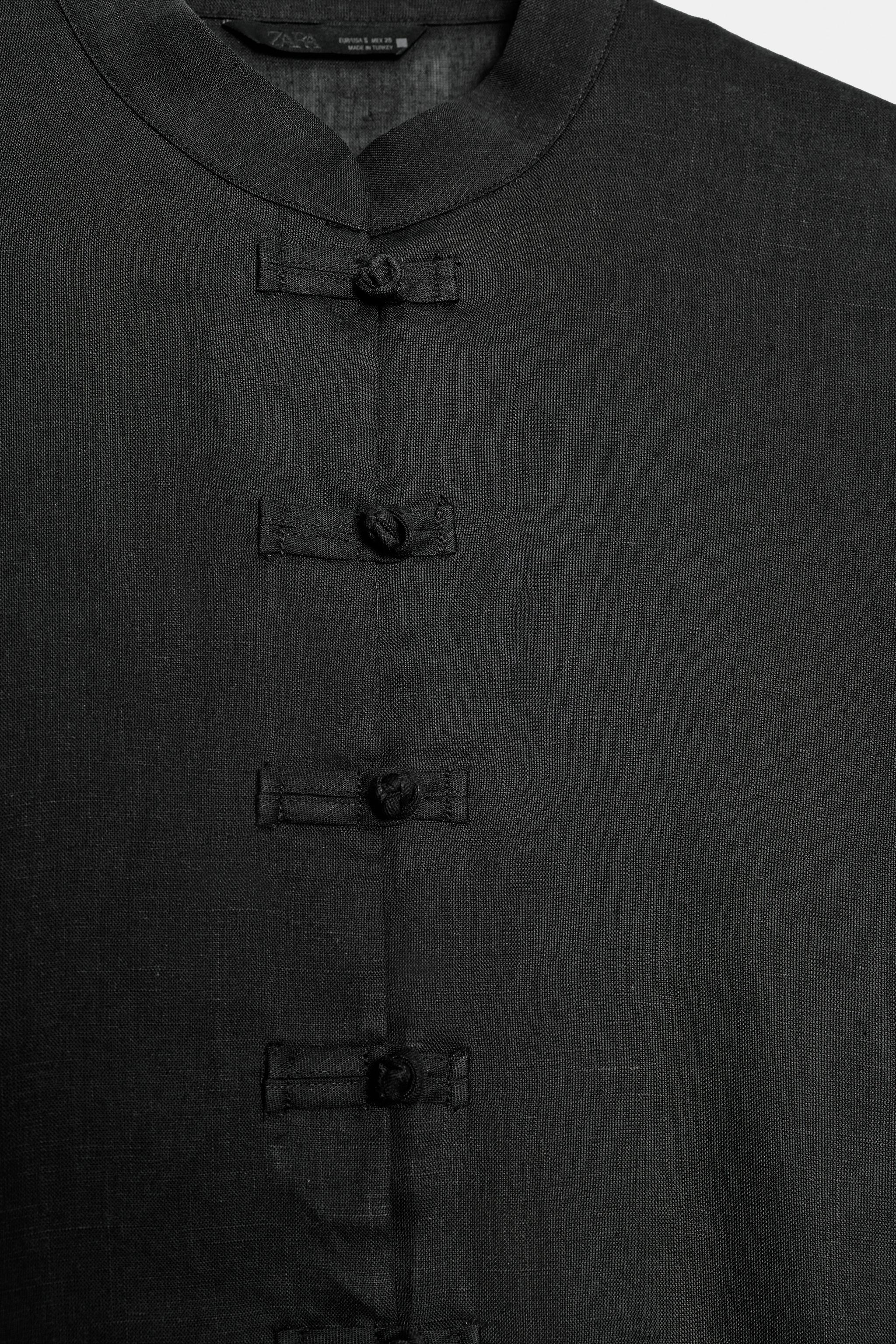 Женские рубашки Zara LINEN SHIRT WITH FROG FASTENING — фото 9