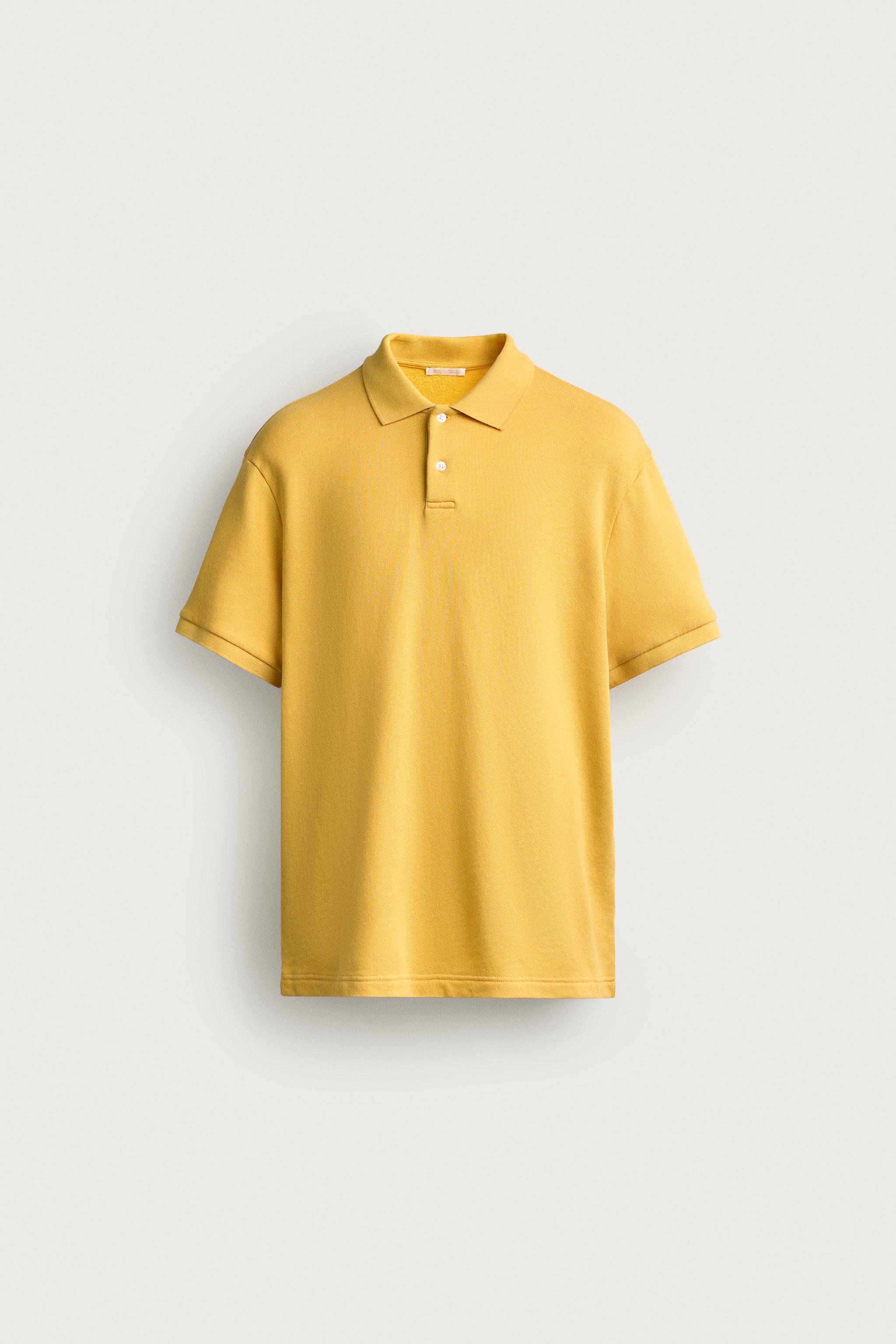 REGULAR FIT SHORT SLEEVE POLO SWEATSHIRT — Yellow