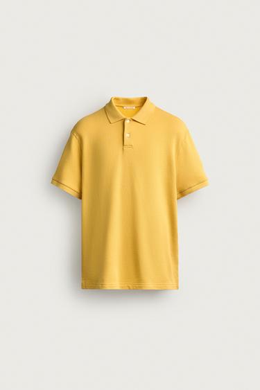 Zara 標準版短袖 POLO 運動衫 - 黃色