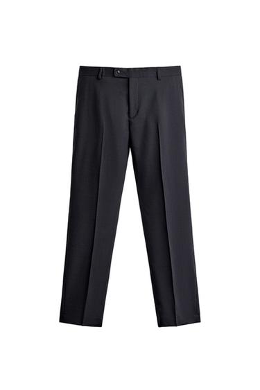 Zara 100% WOOL REGULAR FIT SUIT TROUSERS - Dark navy