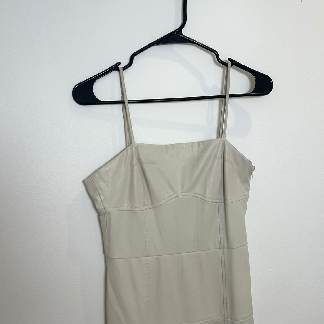 Straight neck midi dress with spaghetti straps. Hidden in-seam zipper closure. - Image 3