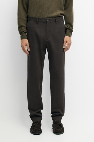 Cotton blend slim fit pants — Brown 2