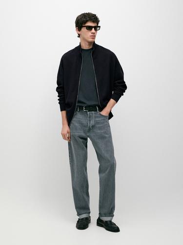 Zara Cotton zip-up knit cardigan - Navy blue