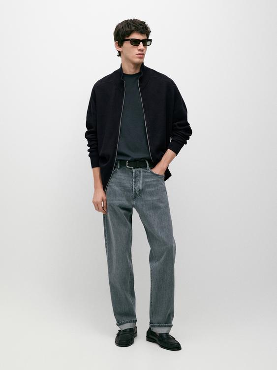 Cotton zip-up knit cardigan from Zara - $130