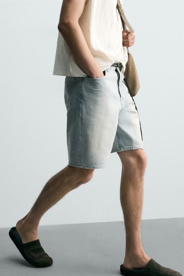 BERMUDA EN DENIM STRAIGHT FIT EFFET VINTAGE - Bleu clair de Zara - Image 5