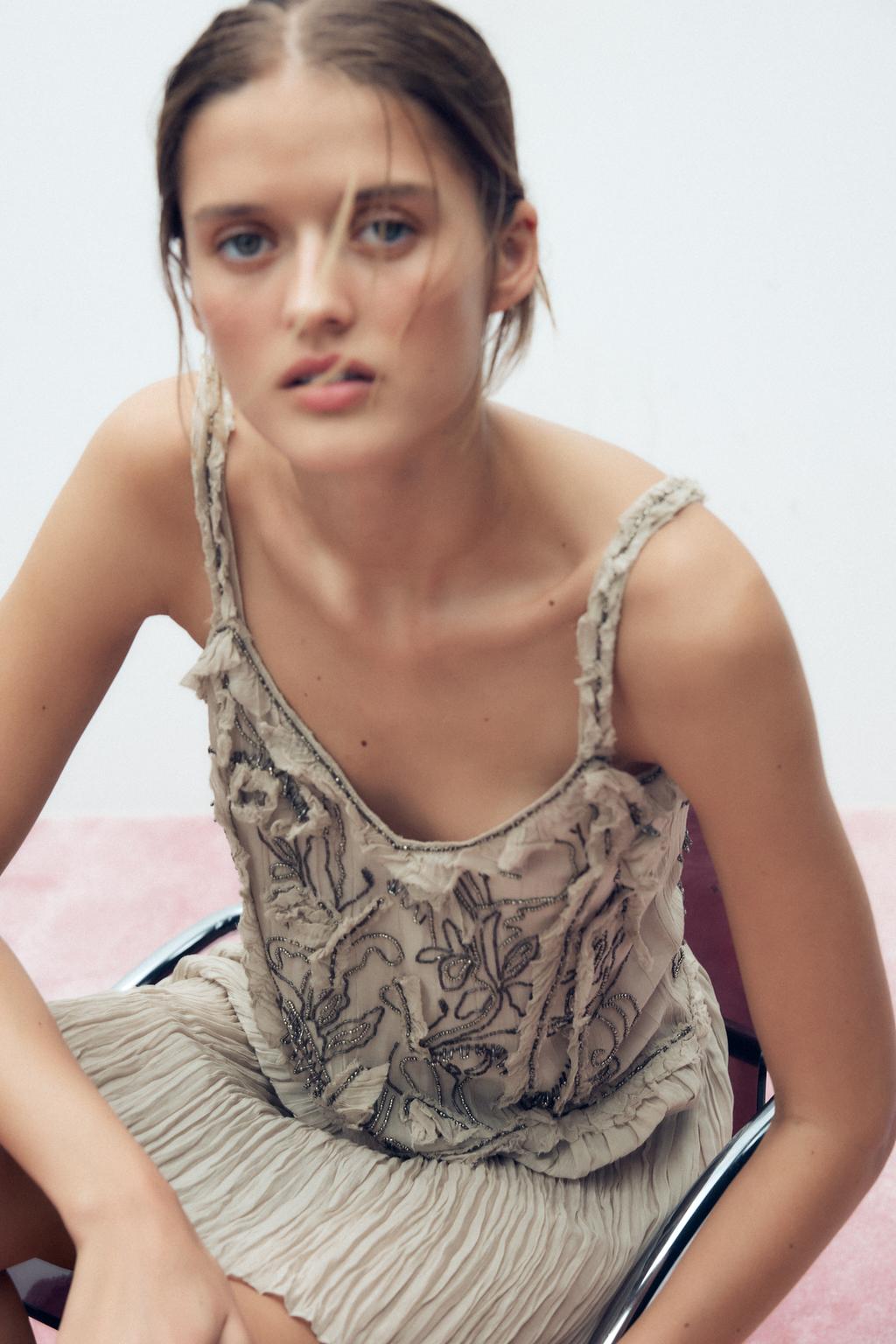 LIMITED EDITION BEADED CRINKLE-EFFECT DRESS