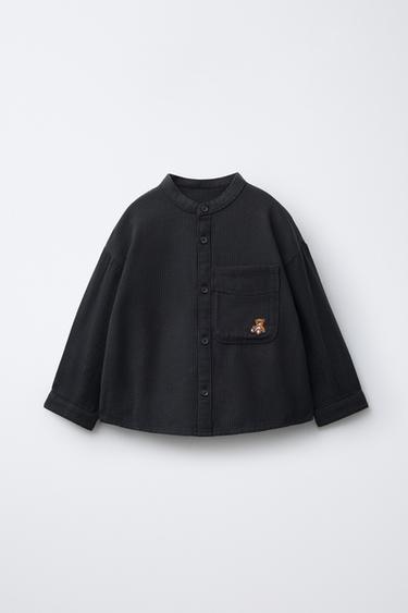 CHEMISE À CARREAUX POCHE BRODÉE - Gris de Zara - Image 0