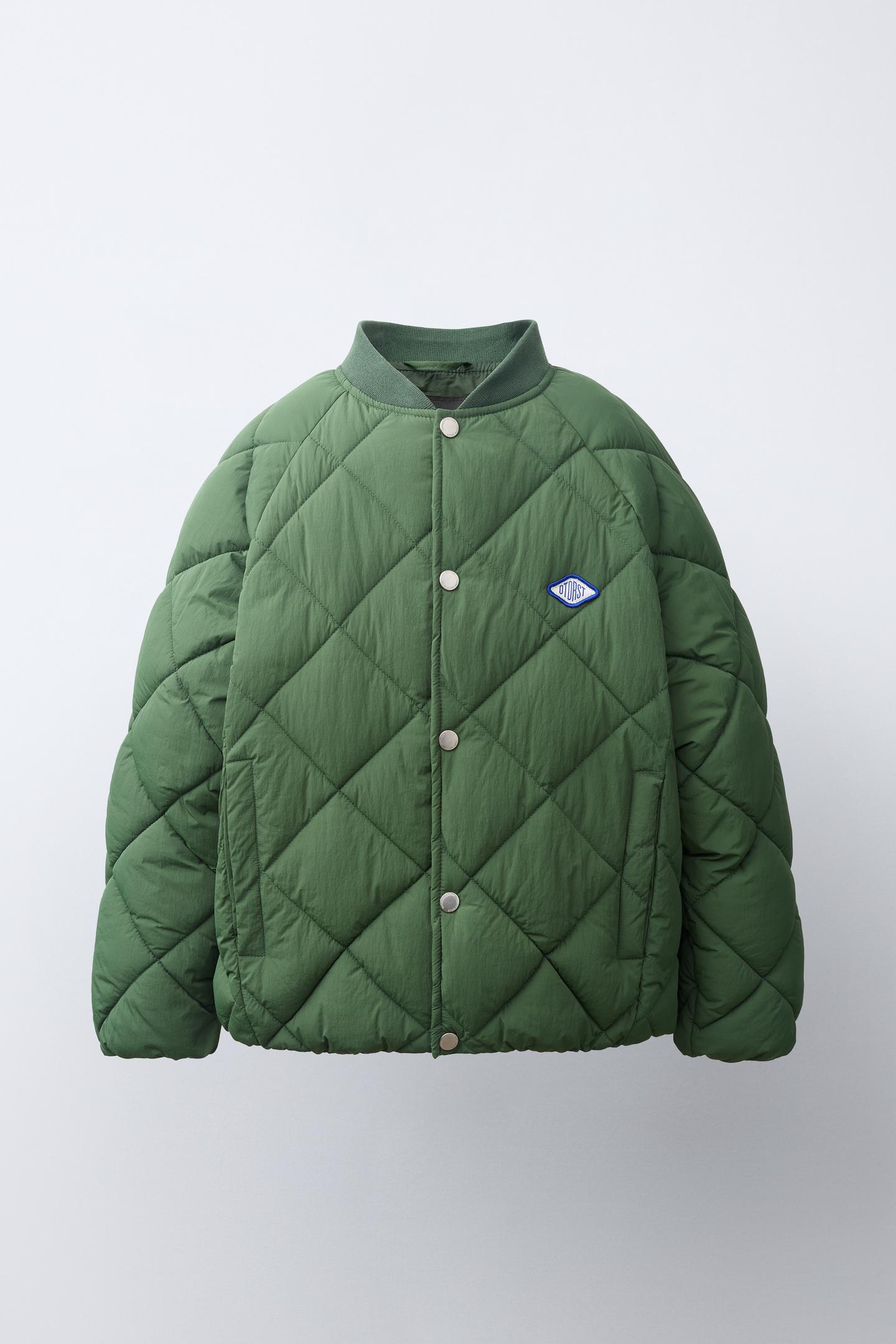 Детская куртка Zara Embroidered Puffer Jacket with Detachable, цвет: Экрю / Зелёный — фото 3