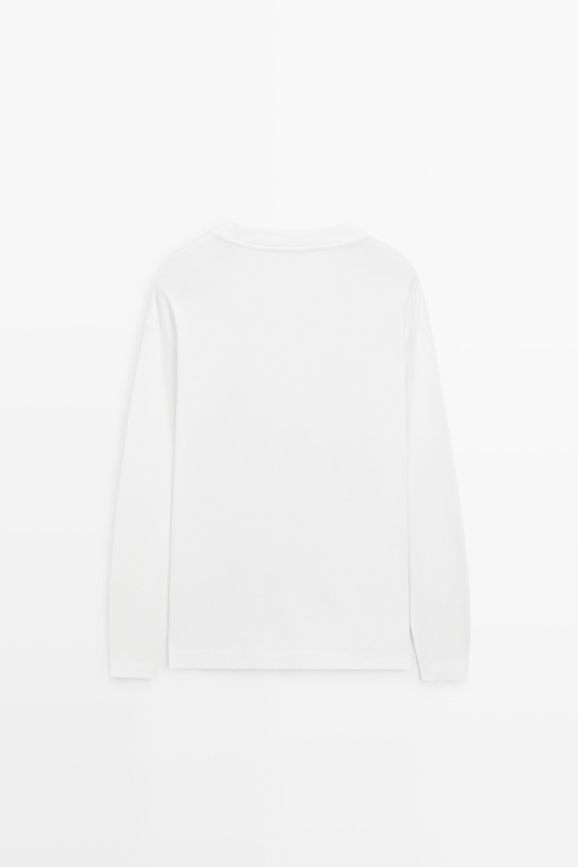 T-shirt boxy manches longues 100 % coton