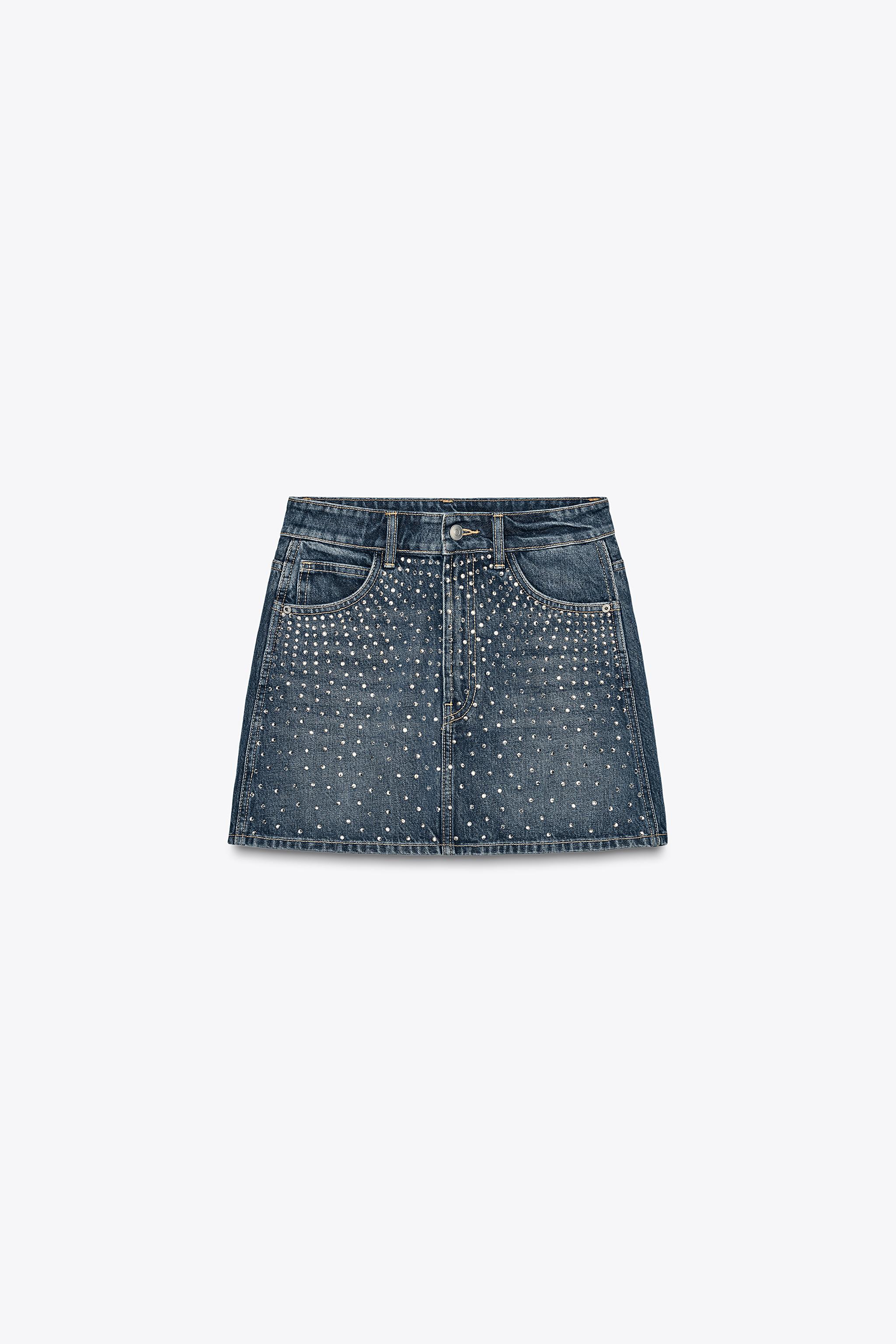 GLITTER DENIM SKIRT - Blue | ZARA Australia