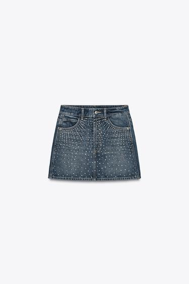 GLITTER DENIM SKIRT - Blue by Zara