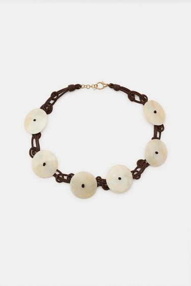 RESIN DISC CORD BELT - Brown by Zara