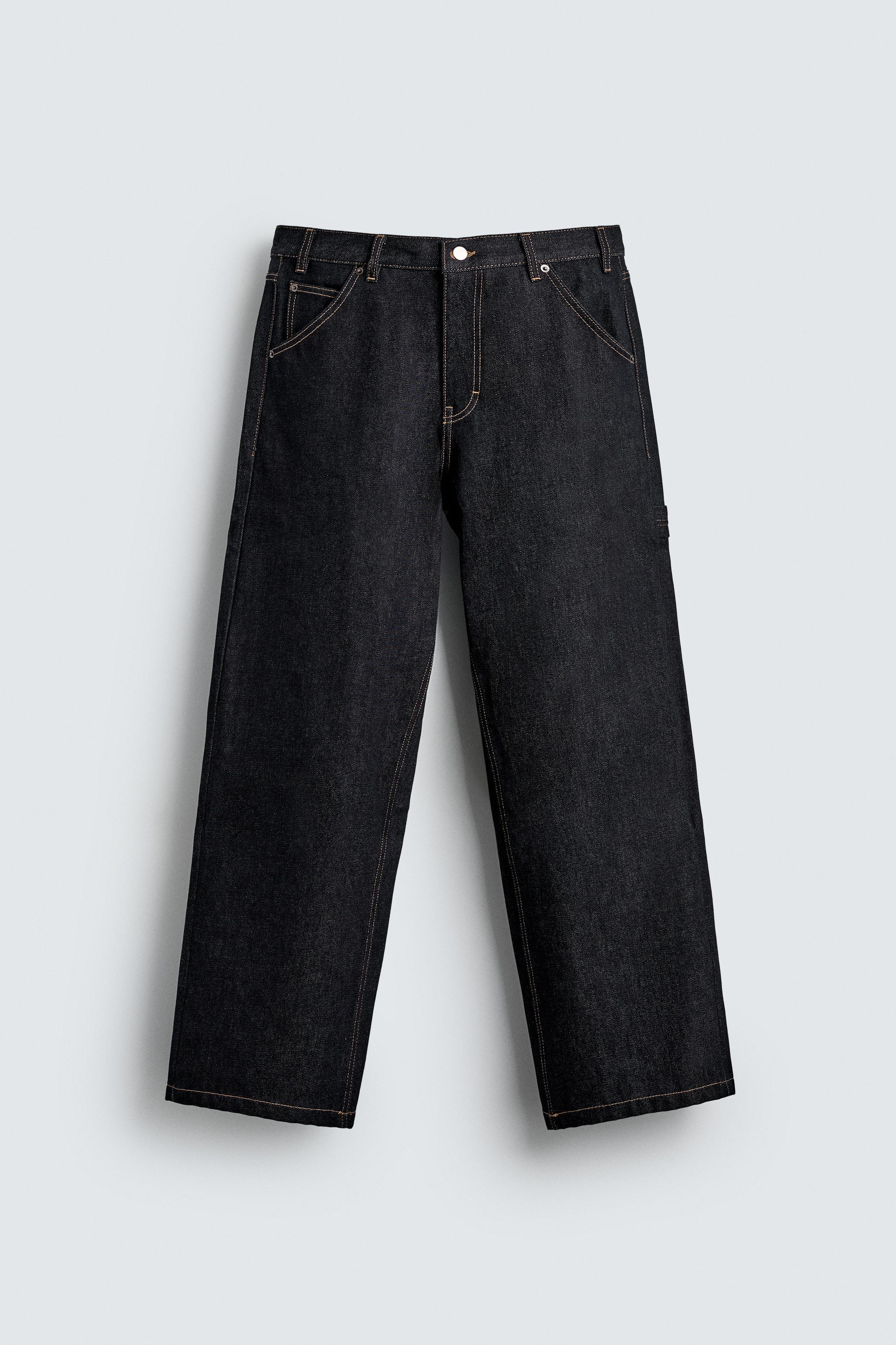 BAGGY FIT CARPENTER JEANS WITH TOPSTITCHING - Blue | ZARA India