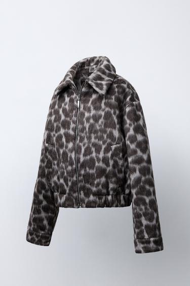 ANIMAL PRINT BOMBER JACKET - Leopard / Grey by Zara - Image 1