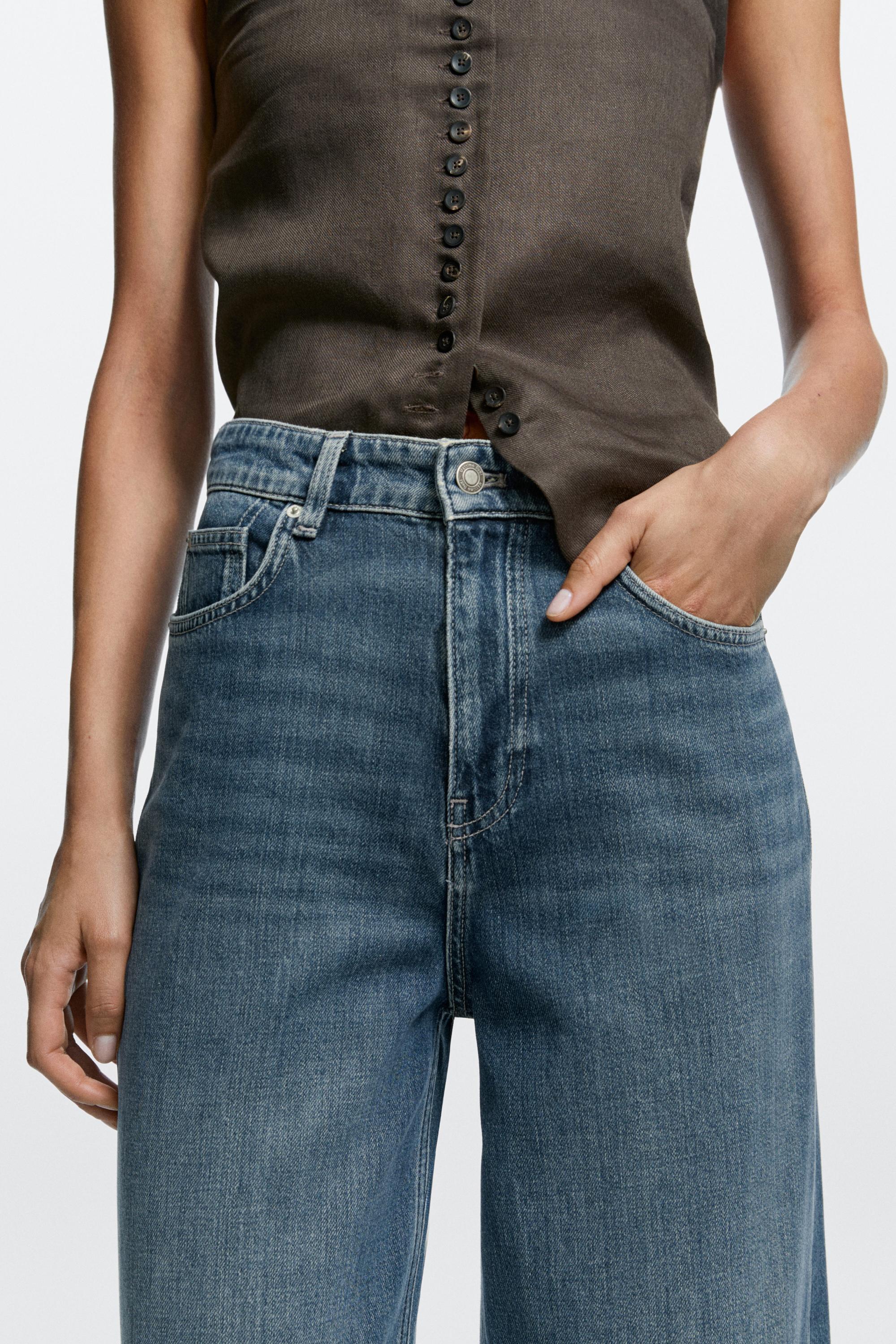 Relaxed wide-leg jeans — Mid-blue