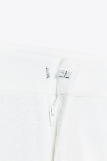 LINEN BLEND WIDE-LEG TROUSERS WITH BUCKLES - White by Zara - Image 8