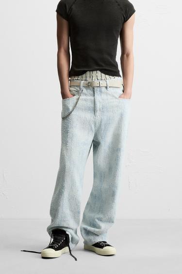 ΤΖΙΝ BAGGY FIT ΜΕ ΦΘΑΡΜΕΝΟ ΦΙΝΙΡΙΣΜΑ - Μπλε ανοιχτό του Zara