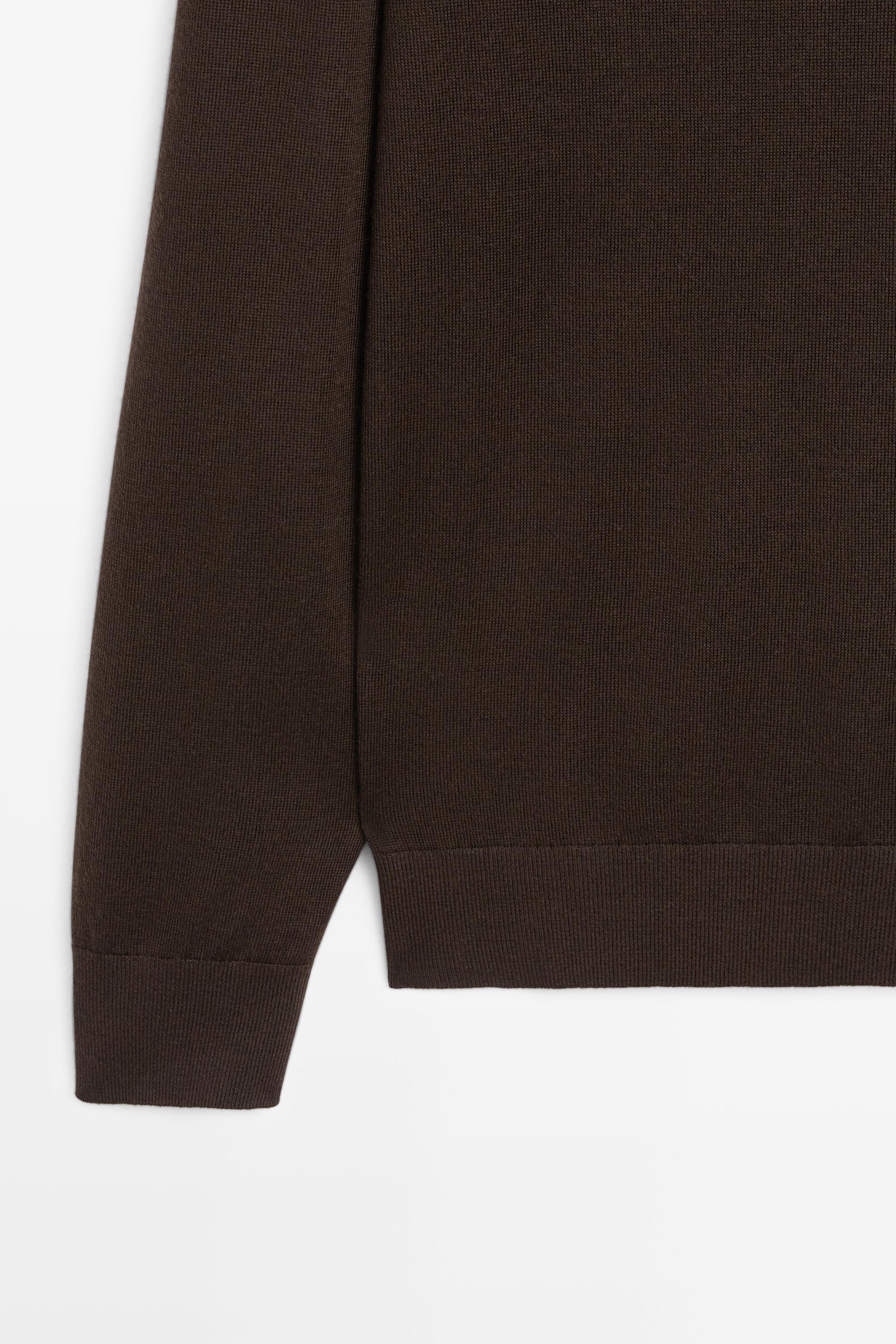 Merino wool blend mock neck knit sweater