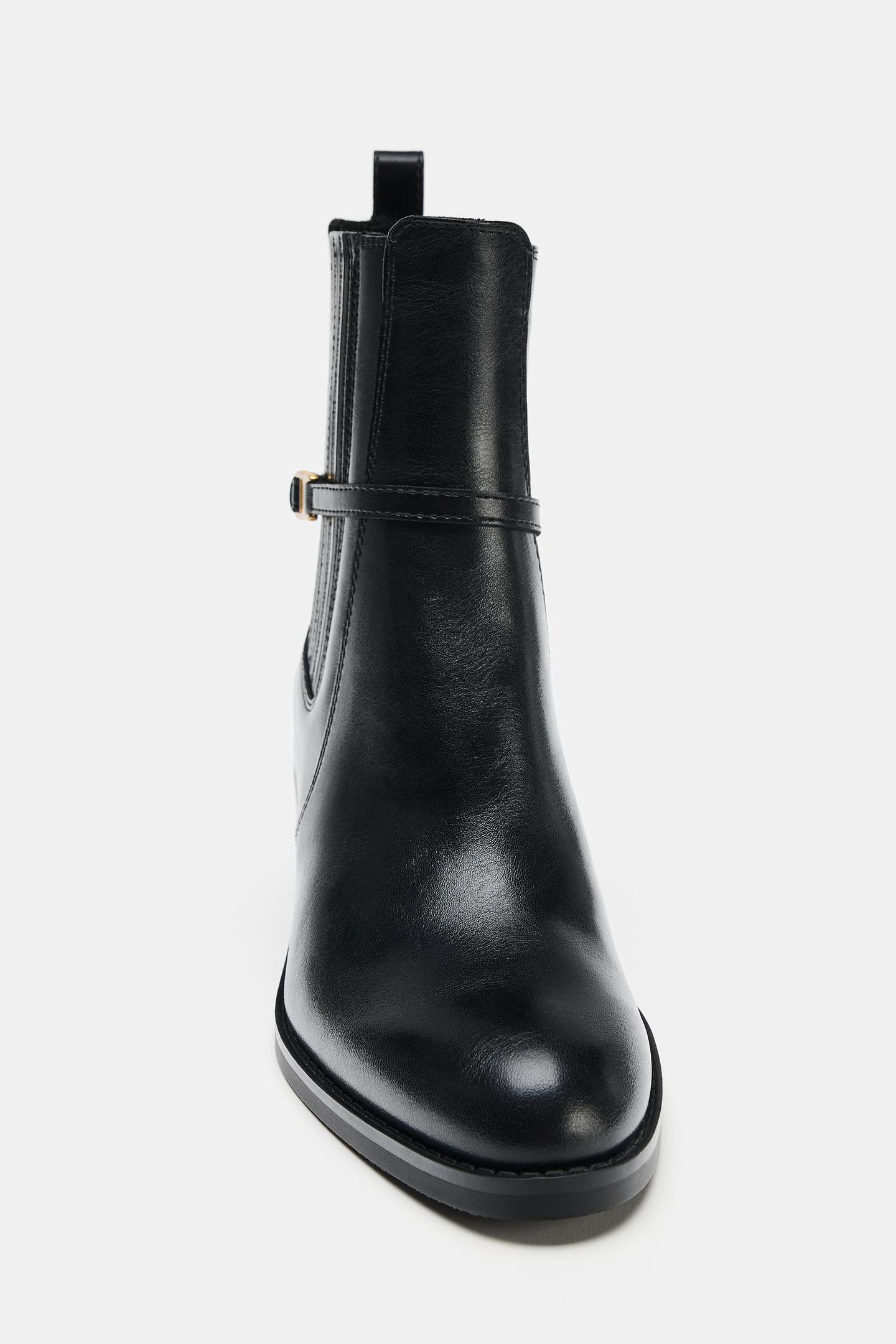 Женские ботинки Zara Heeled AppliquÉ Ankle, цвет: Чёрный — фото 3