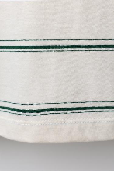 STRIPED PATCH T-SHIRT - Green stripe by Zara - Image 3
