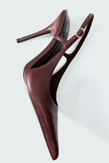 CHAUSSURES À TALONS EN CUIR - Bordeaux de Zara