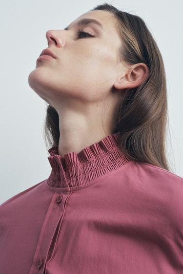 CAMISA VOLANTE PLISADO ZW COLLECTION - Rosa de Zara