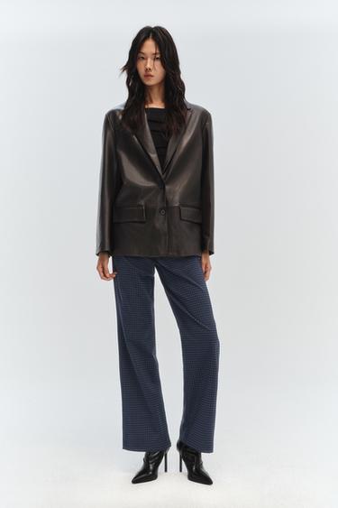 FAUX LEATHER STRAIGHT BLAZER - Chocolate by Zara