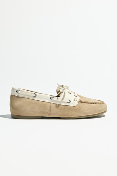 MOCASSINS COMBINATS AMB CORDONS D'ANT - Blanc Cru de Zara